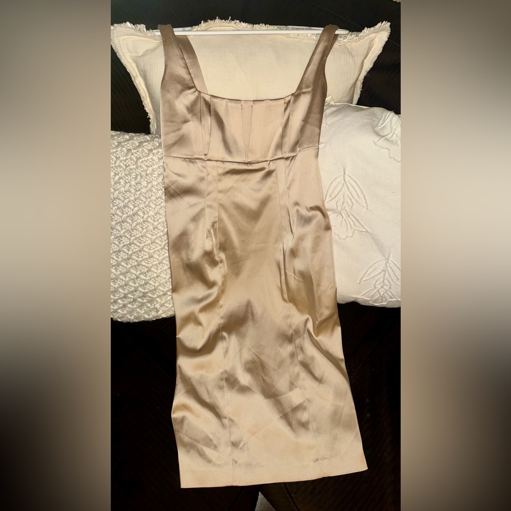 Calvin Klein Satin Champagne Pencil Dress